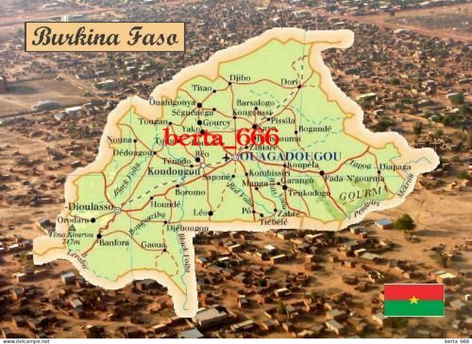 Burkina Faso Country Map New Postcard * Carte Geographique * Landkarte - Burkina Faso