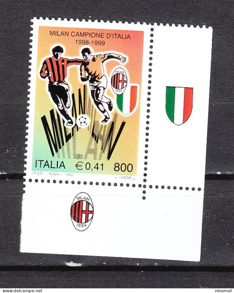 Italia   -  1999. Milan Campione 1998/99.Con Logo Scudetto E Logo Milan. MNH - 1991-00: Mint/hinged