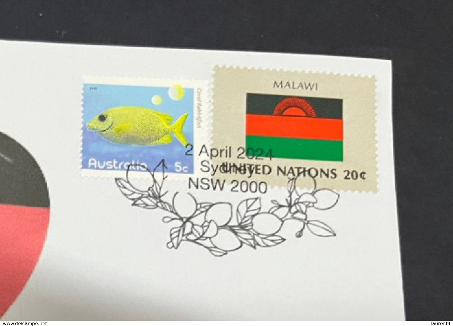 2-4-2024 (4 Y 43) COVID-19 4th Anniversary - Malawi - 2 April 2024 (with Malawi UN Flag Stamp) - Maladies