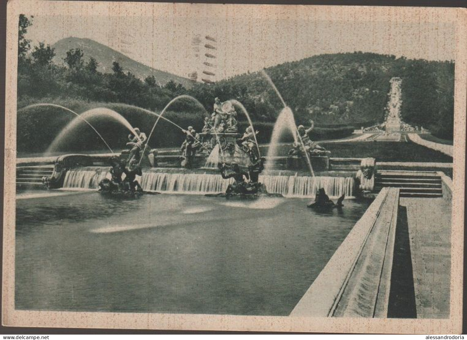 Cartolina Viaggiata Affrancata Francobollo Rimosso Caserta Parco Reale 1945 - Caserta