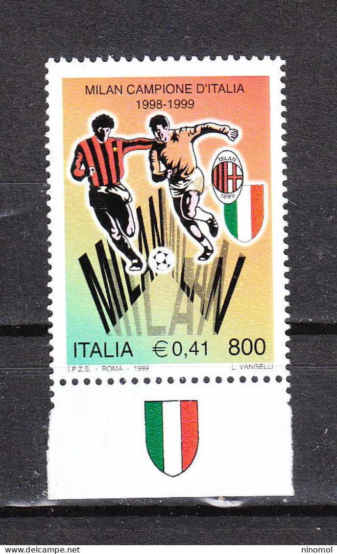 Italia   -  1999. Milan Campione 1998/99.  Con Logo " Scudetto ". MNH - 1991-00:  Nuovi