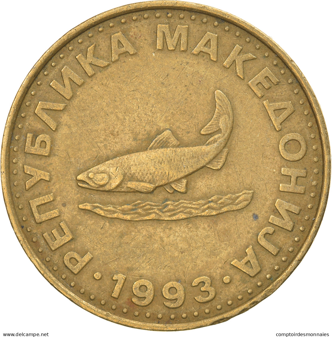 Monnaie, Macédoine, 2 Denari, 1993, TTB, Laiton, KM:3 - Nordmazedonien