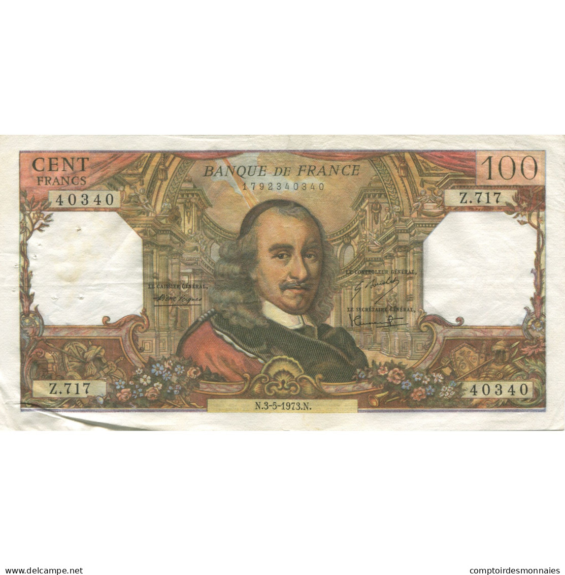 France, 100 Francs, Corneille, 1973, 1973-05-03, TB, Fayette:65.42, KM:149d - 100 F 1964-1979 ''Corneille''
