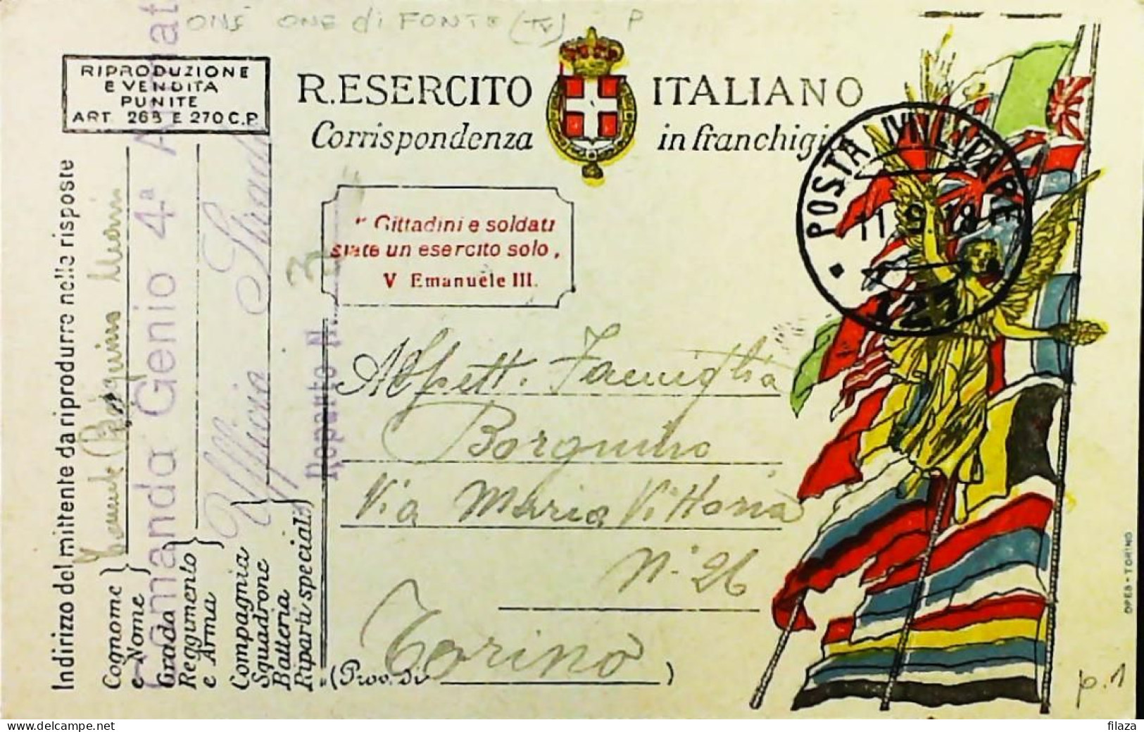 ITALY - WW1 – WWI Posta Militare 1915-1918 – S6570 - Militärpost (MP)