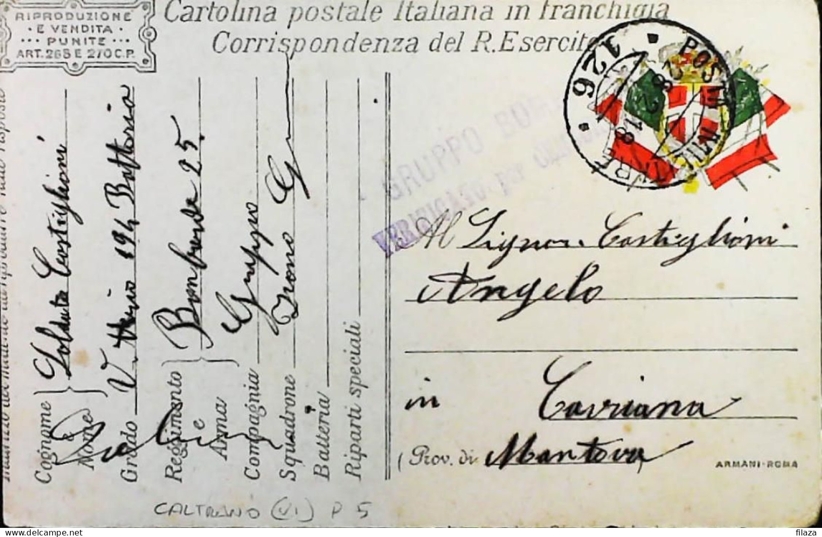 ITALY - WW1 – WWI Posta Militare 1915-1918 – S6567 - Correo Militar (PM)