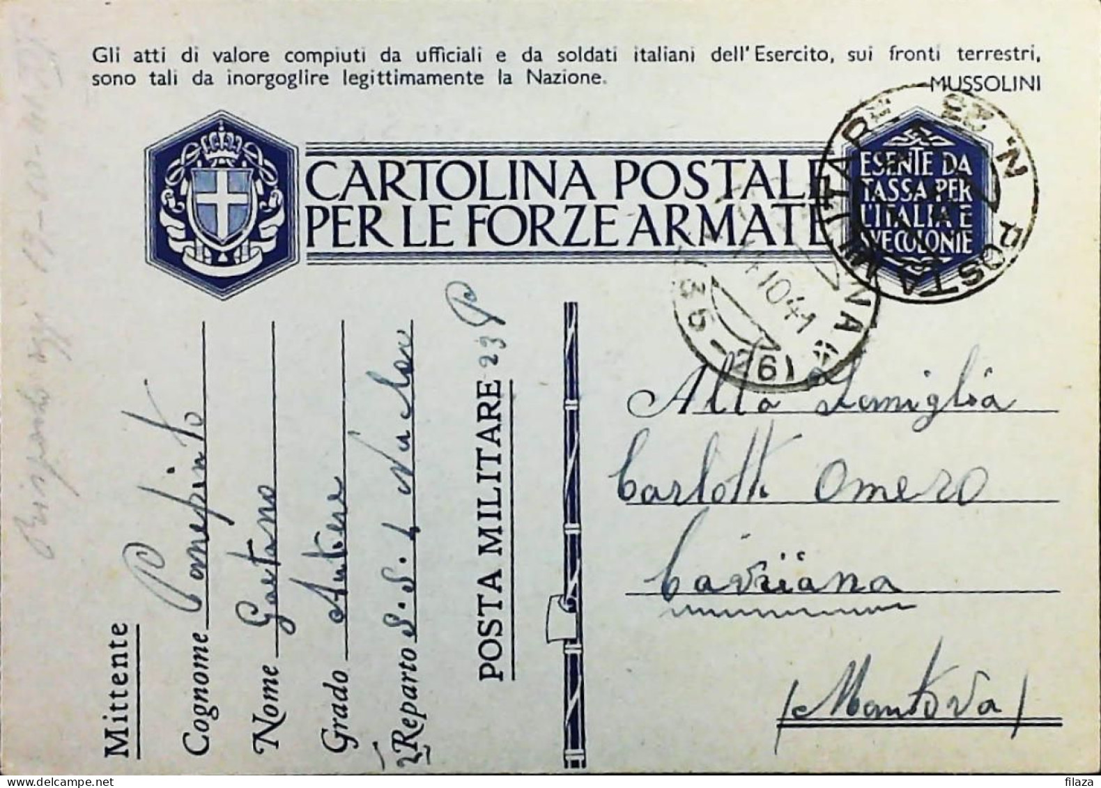POSTA MILITARE ITALIA IN GRECIA  - WWII WW2 - S6796 - Militärpost (MP)