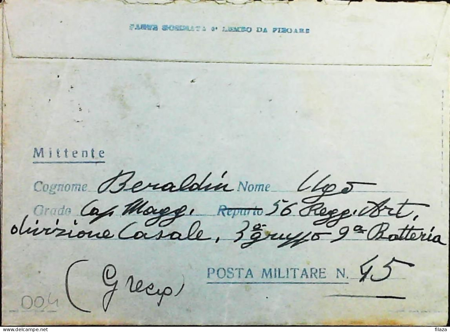 POSTA MILITARE ITALIA IN GRECIA  - WWII WW2 - S6808 - Poste Militaire (PM)