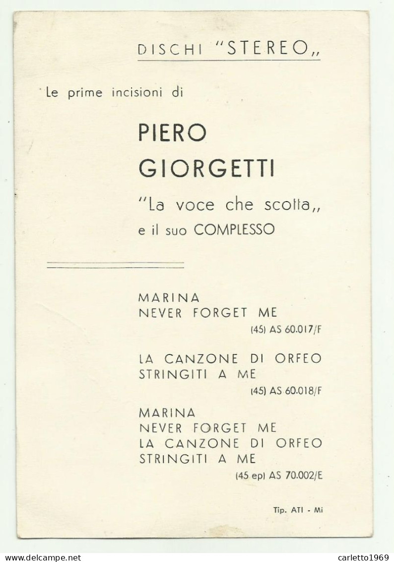 AUTOGRAFO PIERO GIORGETTI CANTANTE  - NV FG - Singers & Musicians