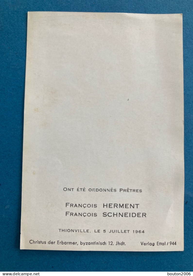 Faire-part Ordination Prêtres Herment Schneider Thionville 1964 - Other & Unclassified