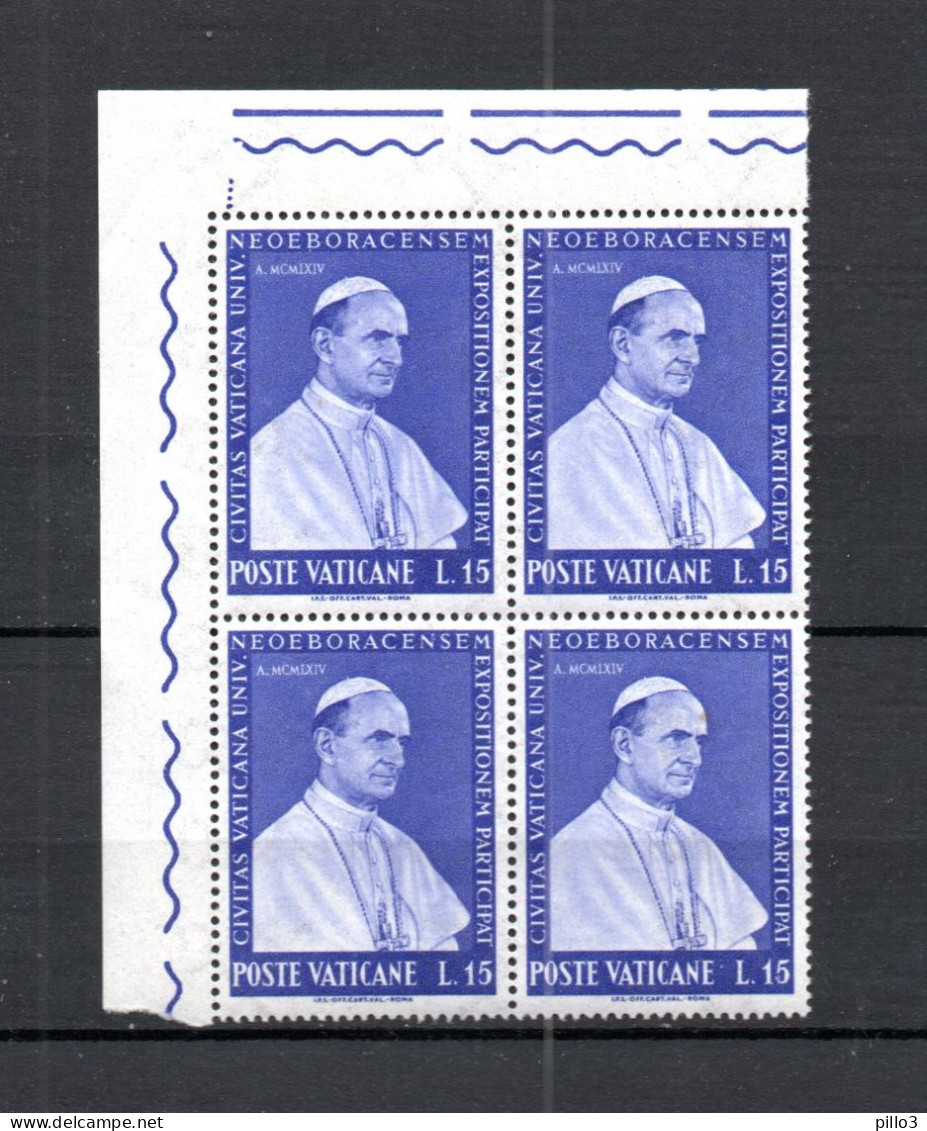 VATICANO :  Esposizione Universale Di New York  4 Val. In Quartina  MNH**  Del 22.04.1964 - Neufs