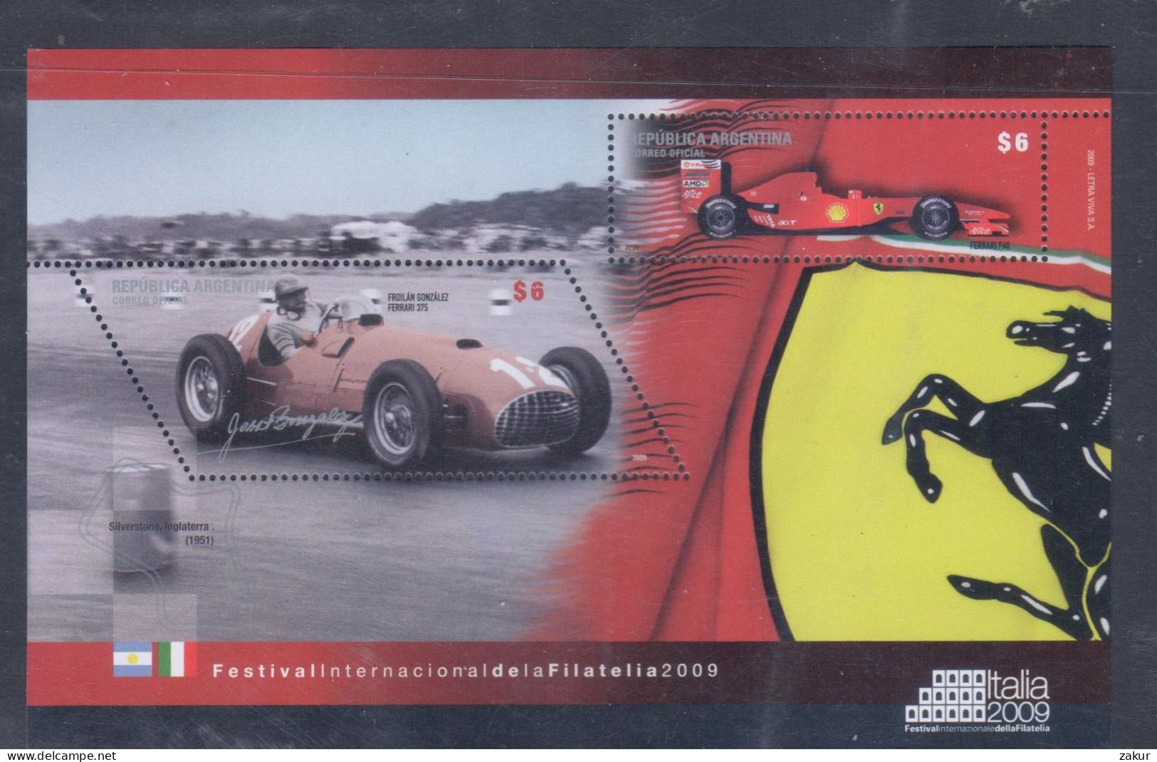 Argentina - Exposicion Italia 2009- Ferrari - Unused Stamps