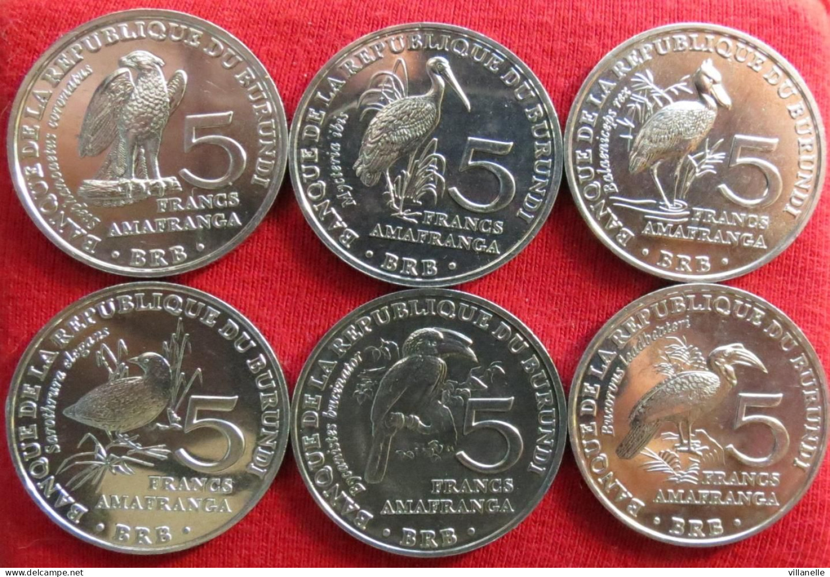 Burundi 6 X 5 Francs 2014 Birds UNC ºº - Burundi