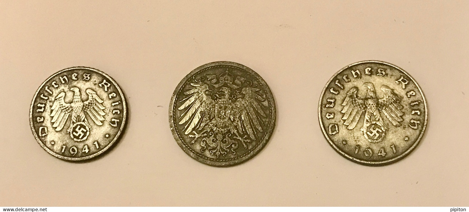 3 Pièces De Monnaie Allemagne 10 Pfennig 1941 Et 1917, 5 Pfennig 1940 - 10 Reichspfennig