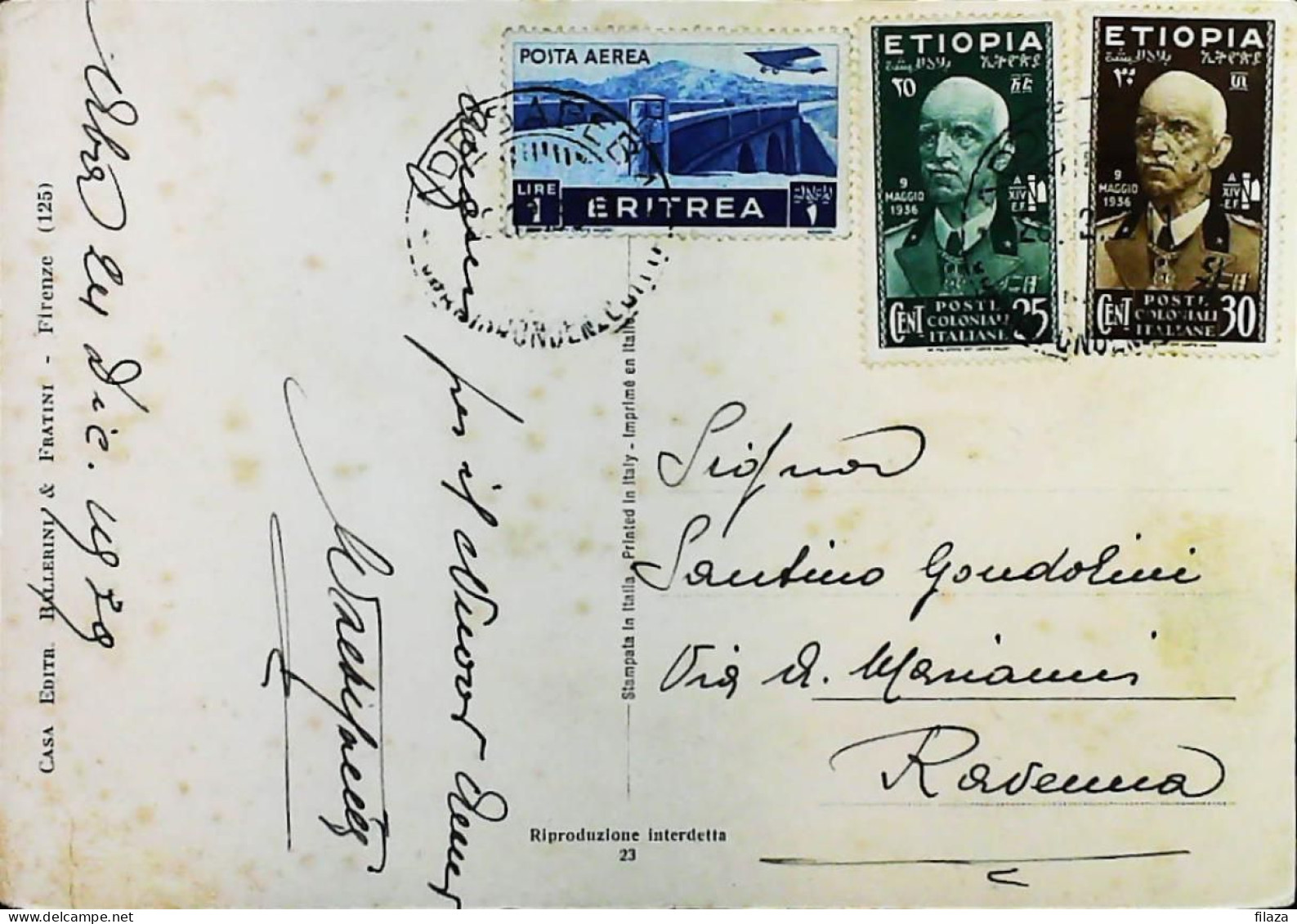 ITALIA - COLONIE -  ETIOPIA + ERITREA Cartolina Da ADDIS ABEBA Del 1939- S6186 - Aethiopien