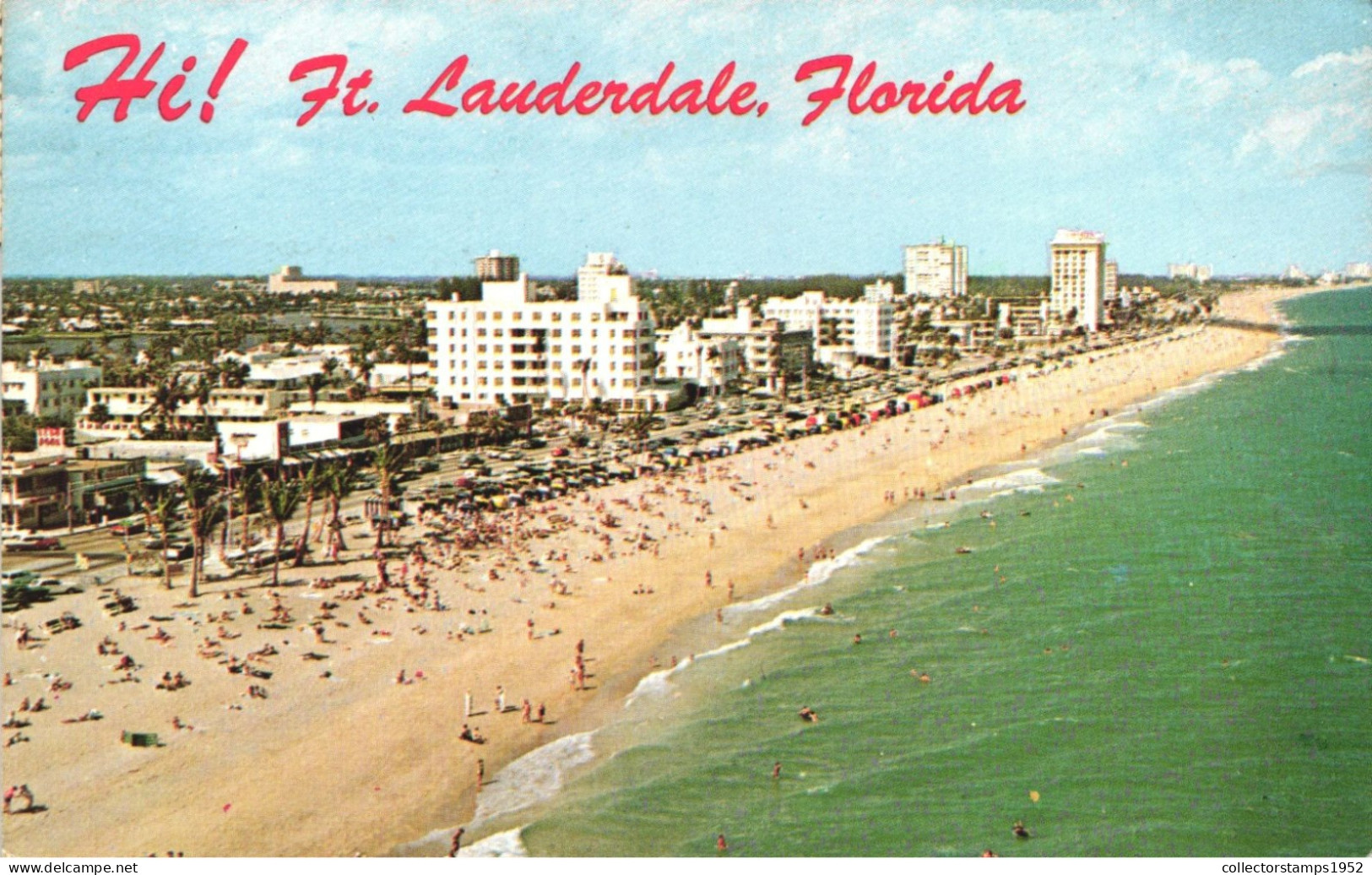 FORT LAUDERDALE, BEACH, ARCHITECTURE, CAR, FLORIDA, UNITED STATES, POSTCARD - Fort Lauderdale