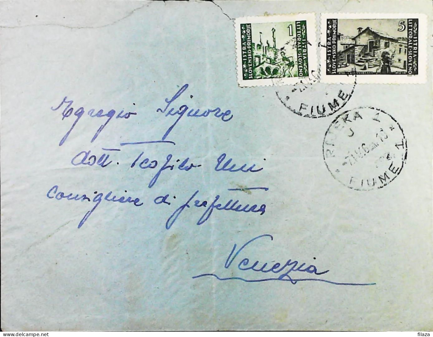 ITALIA - OCCUPAZIONI- ISTRIA E LITORALE SLOVENO 1946 Lettera FIUME - S6343 - Ocu. Yugoslava: Istria