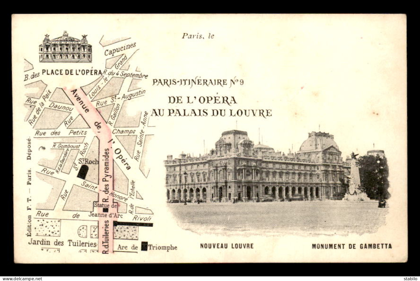 75 - PARIS - PARIS ITINERAIRE - DE L'OPERA AU PALAIS DU LOUVRE - CARTE PLAN - Konvolute, Lots, Sammlungen