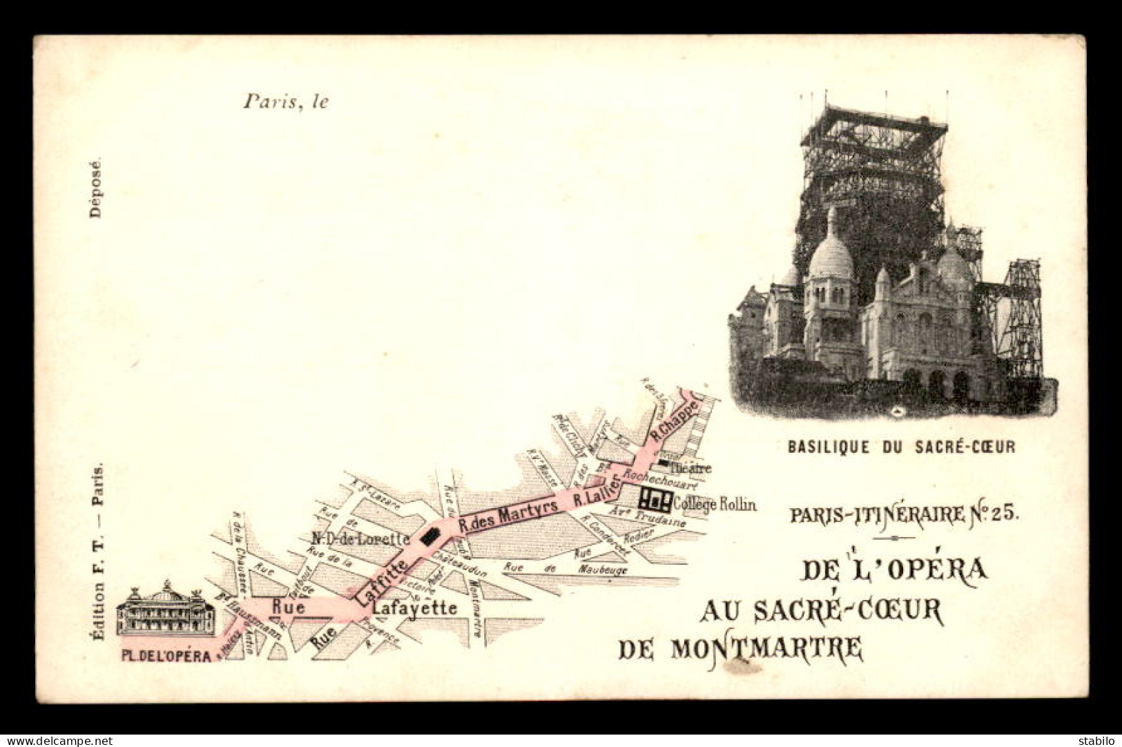 75 - PARIS - PARIS ITINERAIRE - DE L'OPERA AU SACRE COEUR DE MONTMARTRE - CARTE PLAN - Konvolute, Lots, Sammlungen