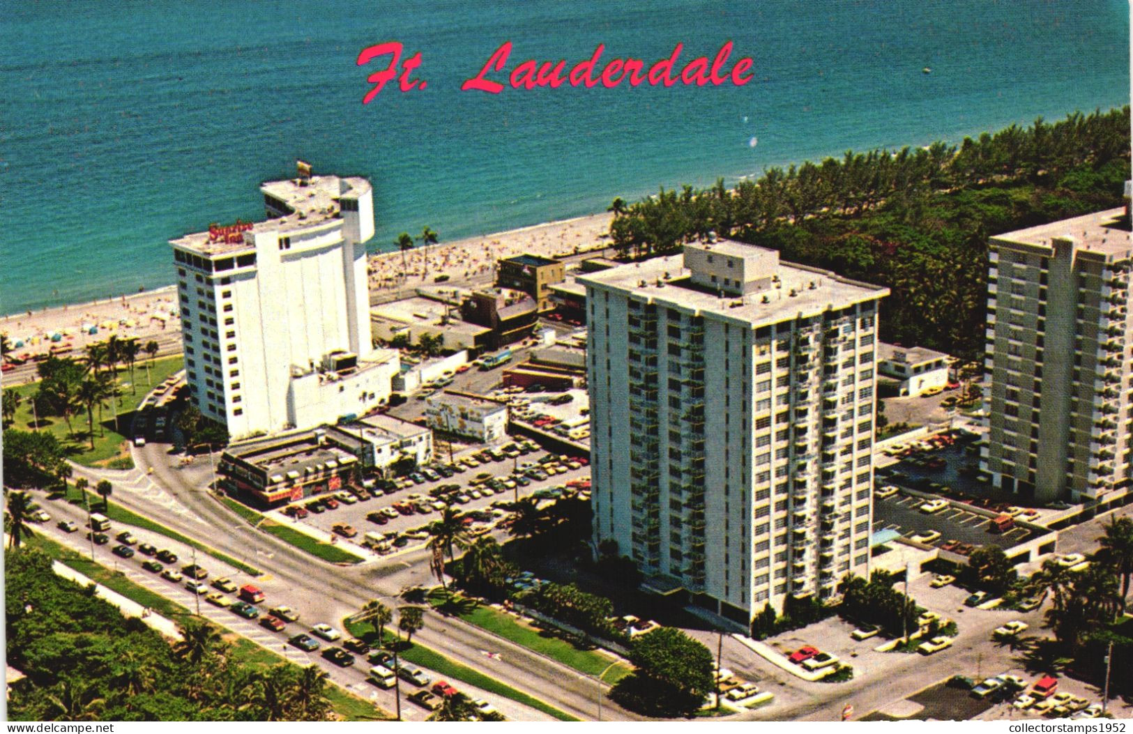 FORT LAUDERDALE, ARCHITECTURE, CARS, BEACH, UNITED STATES, POSTCARD - Fort Lauderdale