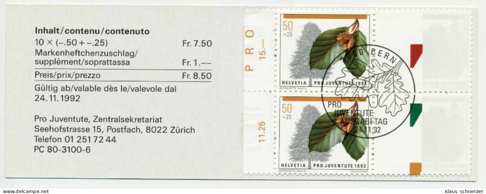 SCHWEIZ MARKENHEFT PJ Nr MH 0-093 ESST X516132 - Booklets