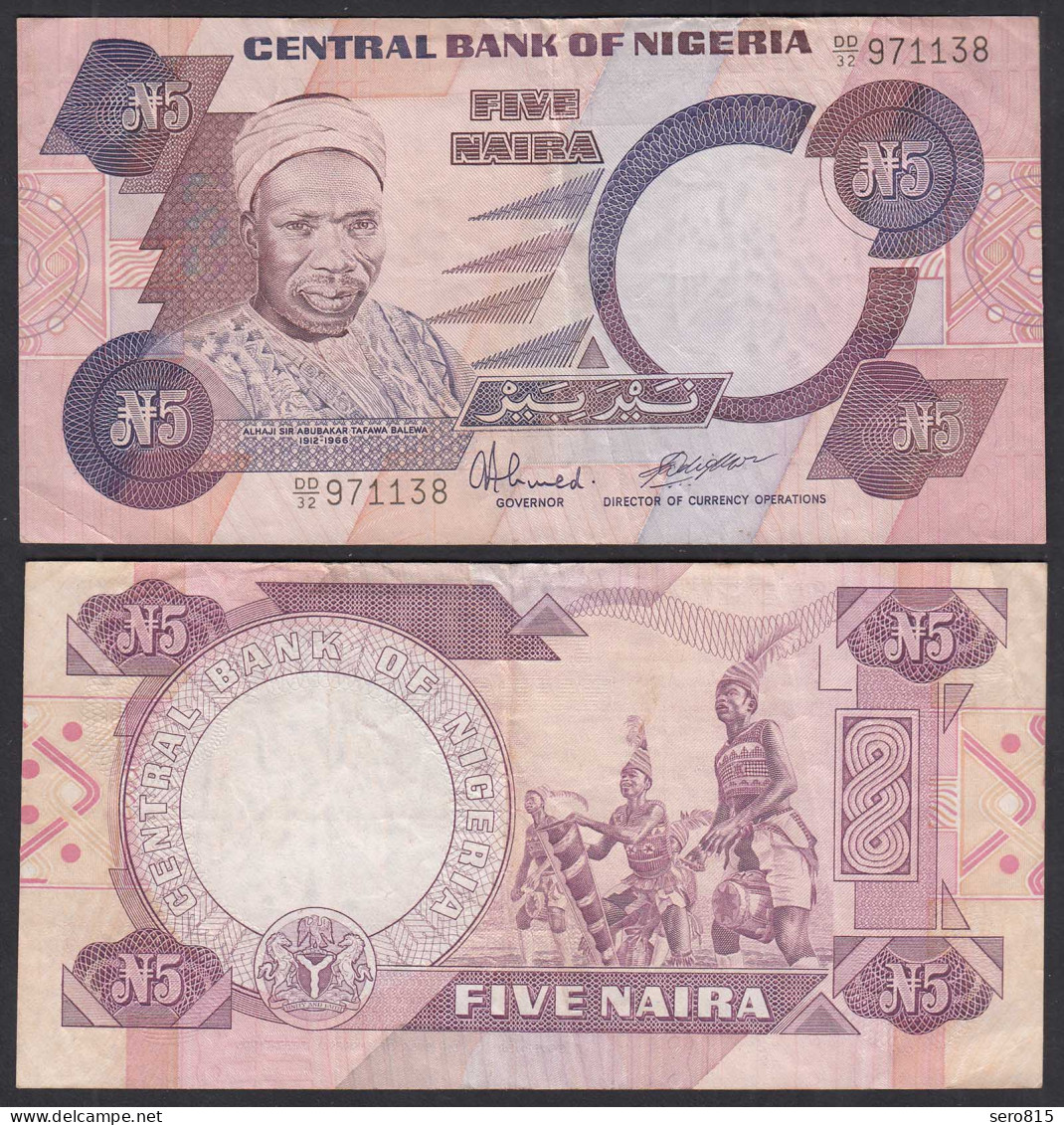 NIGERIA - 5 NAIRA Banknote  PICK 24d 1984 VF (3) Sig. 9  (31981 - Sonstige – Afrika