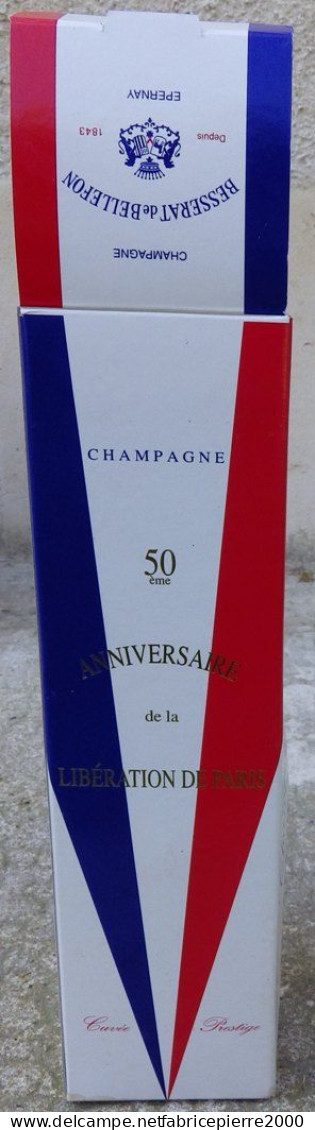 CHAMPAGNE 50 Ans Libération De PARIS Avec étui, BESSERAT DE BELLEFON 10 Photos, Bouteille Pleine + 4 étiquettes - Champagner & Sekt