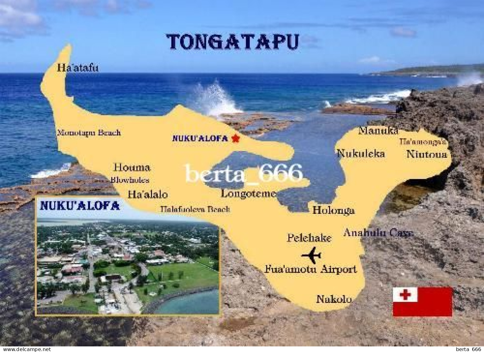 Tonga Tongatapu Island Map New Postcard * Carte Geographique * Landkarte - Tonga
