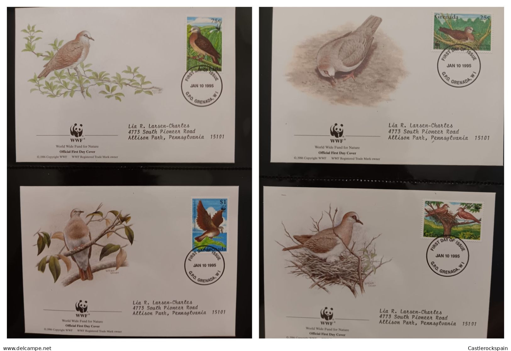 O) 1995 GRENADA,  WWF - WILDLIFE FUND,  BIRD - DOVE,  LEPTOTILA,  FDC - Grenada (1974-...)