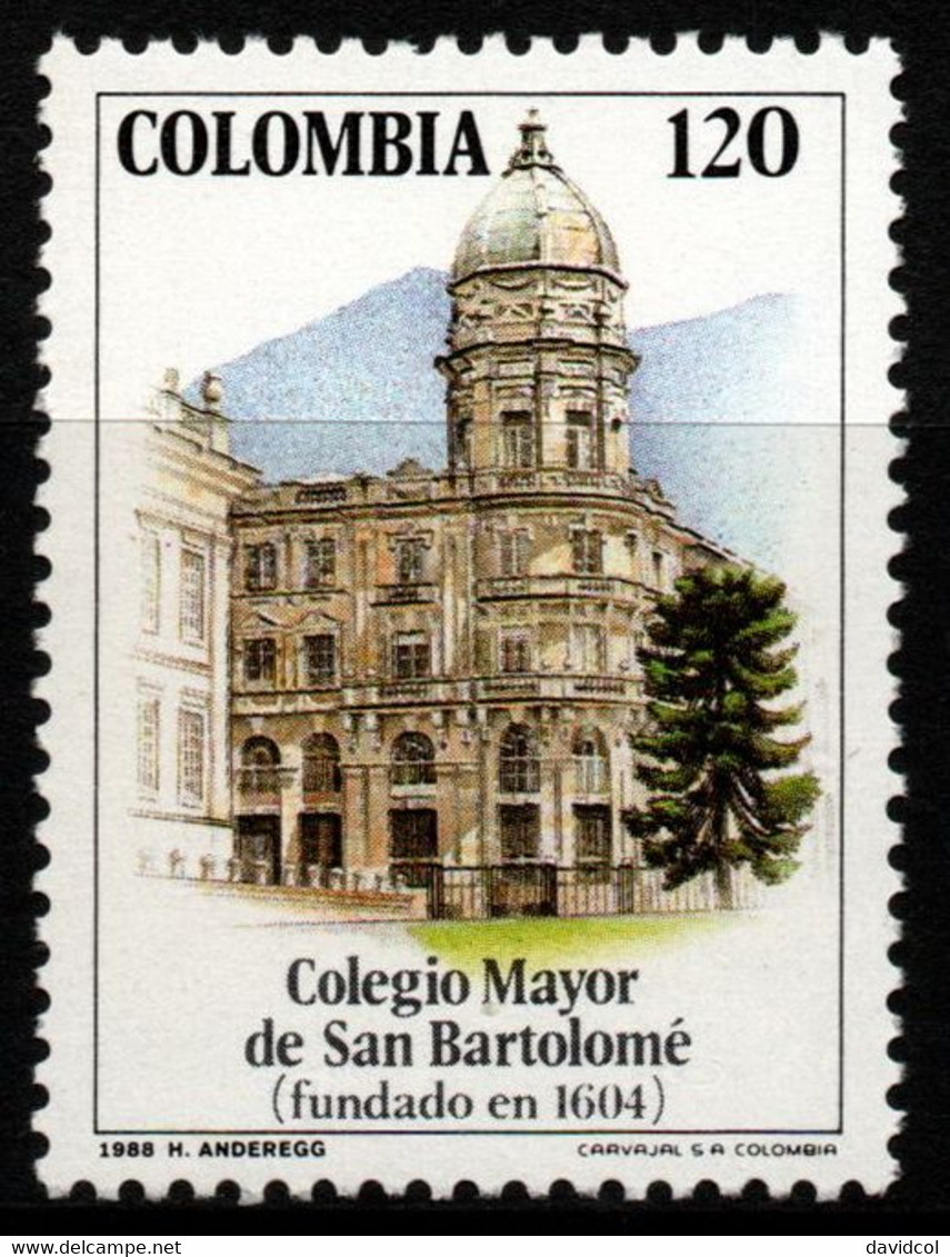 09- KOLUMBIEN - 1988 - MI#:1730 - MNH- “ST. BARTOLOME” COLLEGE-ARCHITECTURE - Colombia