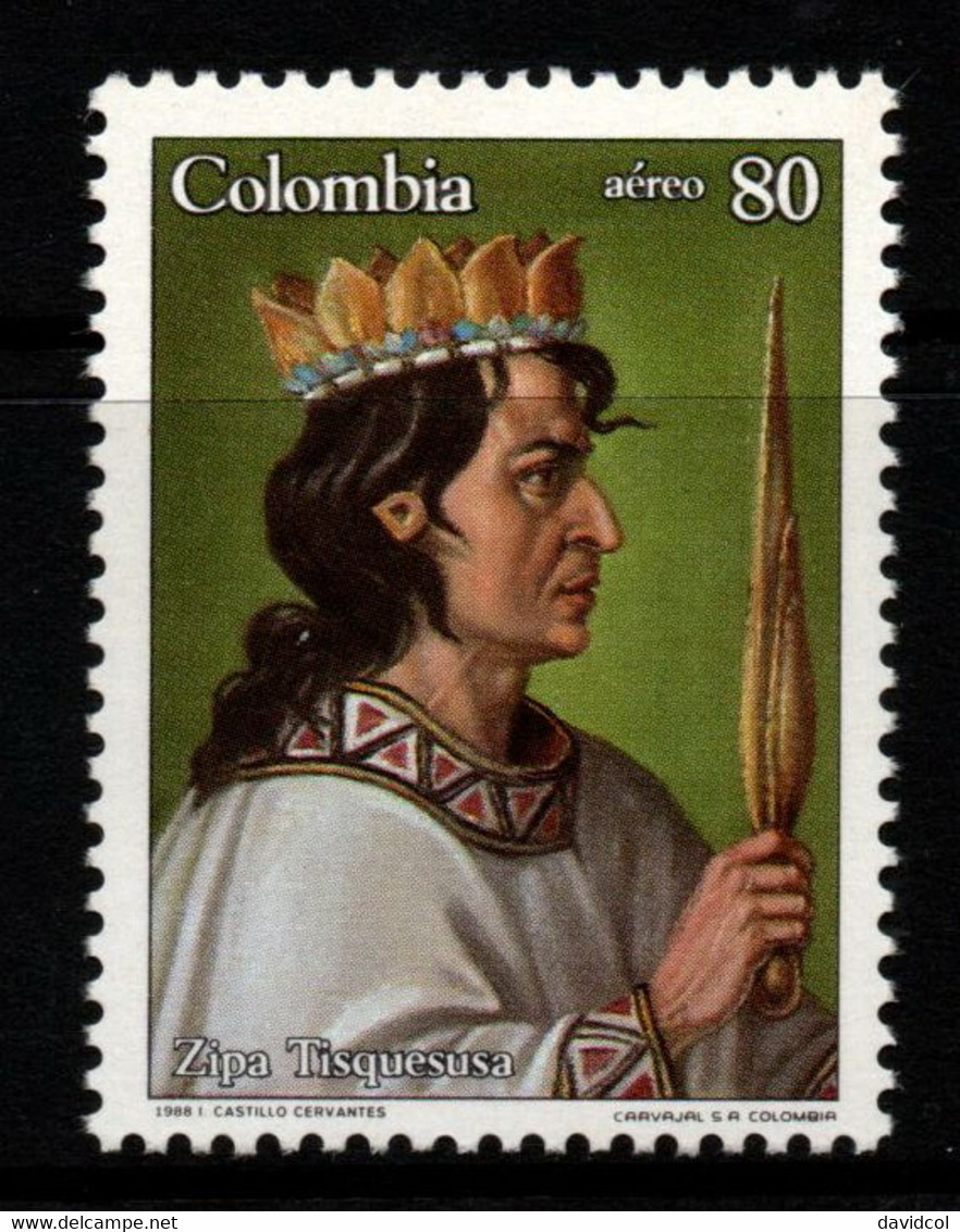 12- KOLUMBIEN - 1988 - MI#:1737 - MNH- ZIPA TISQUESUSA, INDIGENOUS CHIEF - Colombia