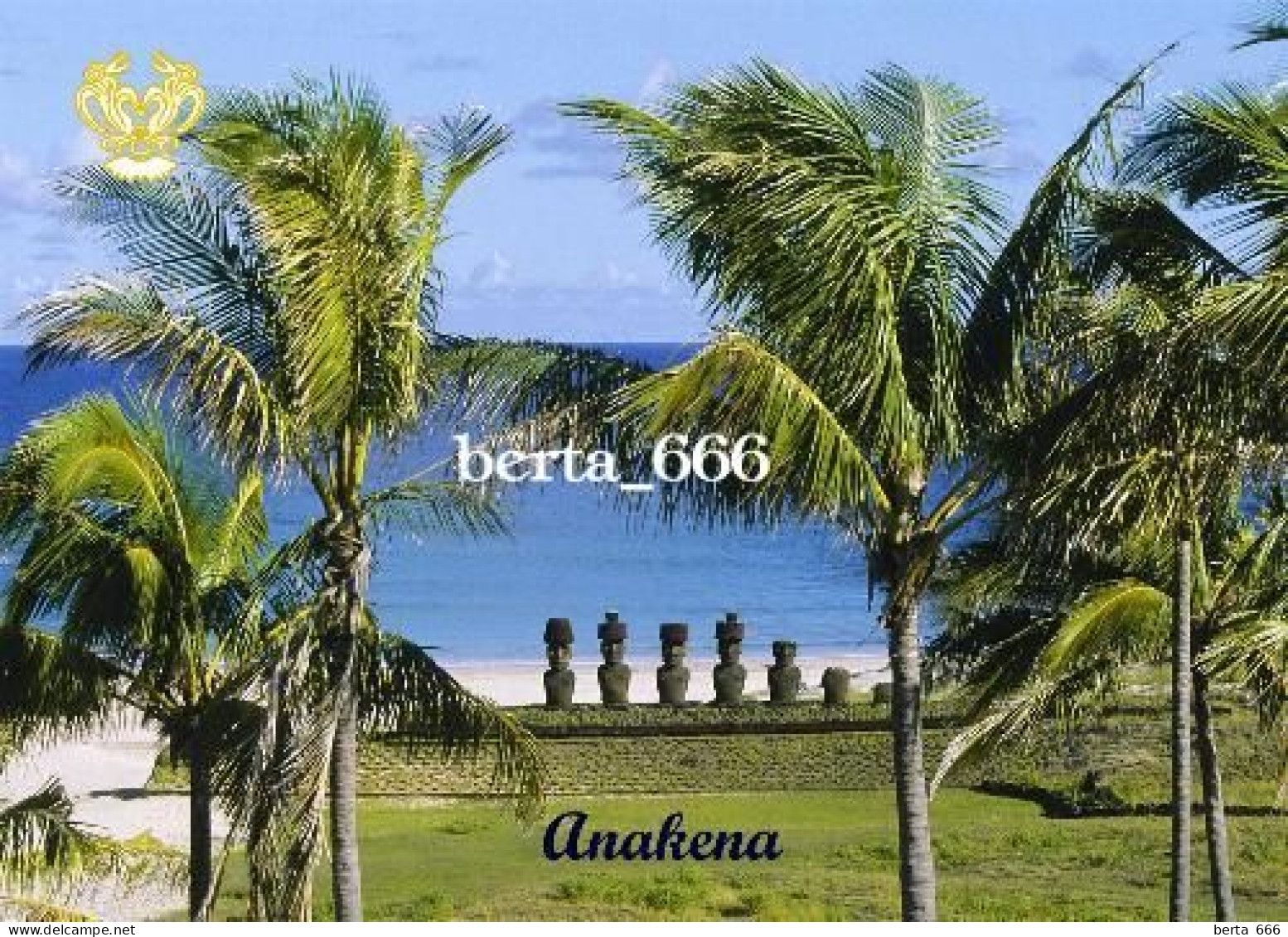 Rapa Nui UNESCO Easter Island Anakena Beach New Postcard - Rapa Nui