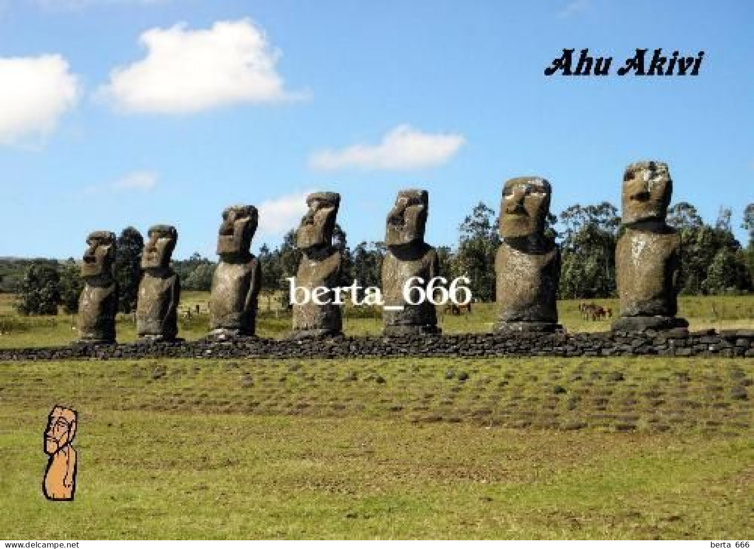 Rapa Nui UNESCO Easter Island Ahu Akivi New Postcard - Rapa Nui