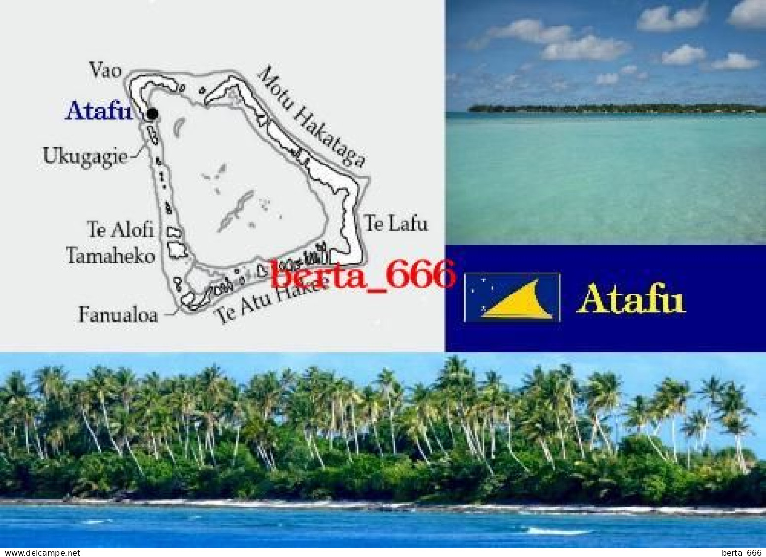 Tokelau Atafu Atoll Map New Zealand New Postcard * Carte Geographique * Landkarte - Tokelau