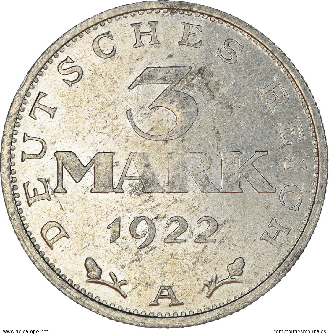 Monnaie, Allemagne, République De Weimar, 3 Mark, 1922, Berlin, TTB, Aluminium - 3 Mark & 3 Reichsmark