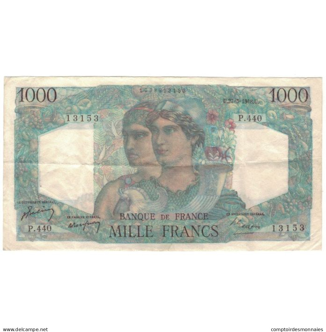 France, 1000 Francs, Minerve Et Hercule, 1948, 1948-05-27, TTB, Fayette:41.21 - 1 000 F 1945-1950 ''Minerve Et Hercule''