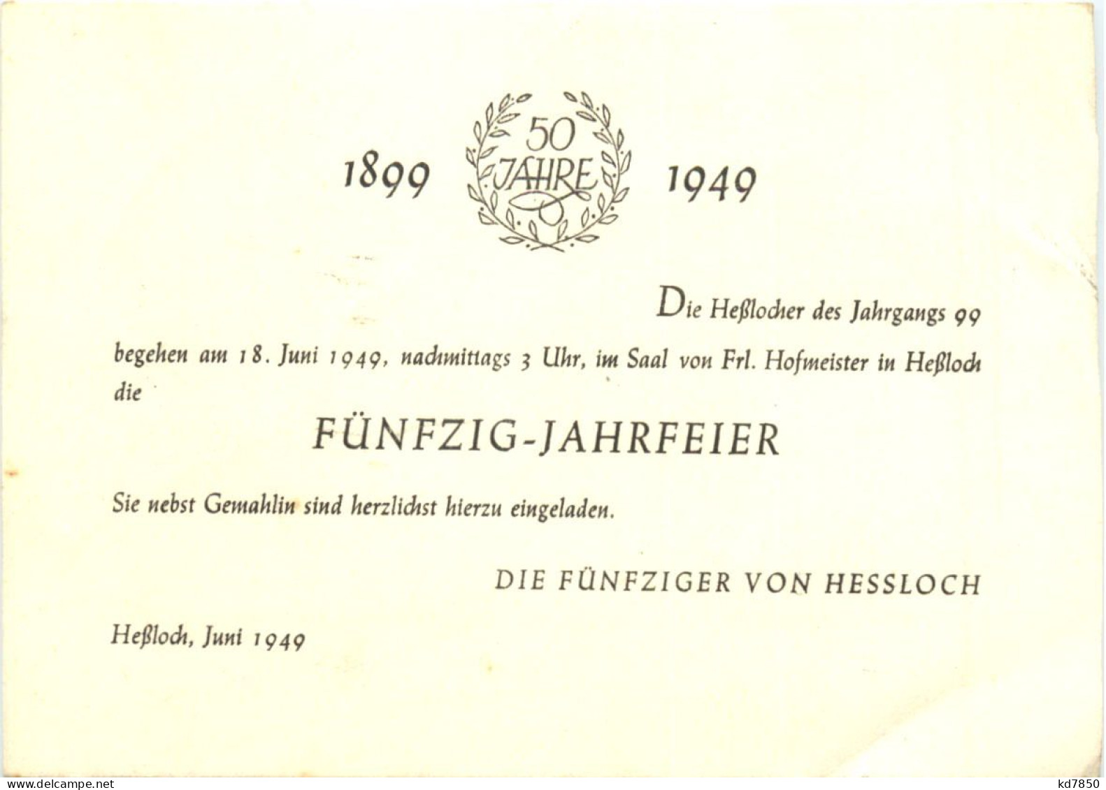 Hessloch - 50 Jahrfeier 1949 - Alzey