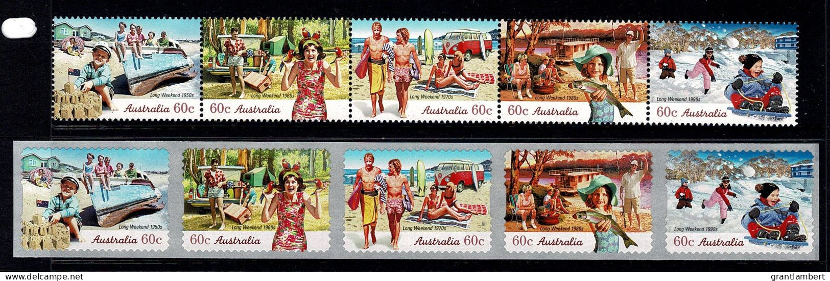 Australia 2010 Long Weekend Set Of 5 + Self-adhesive Strip MNH - Neufs