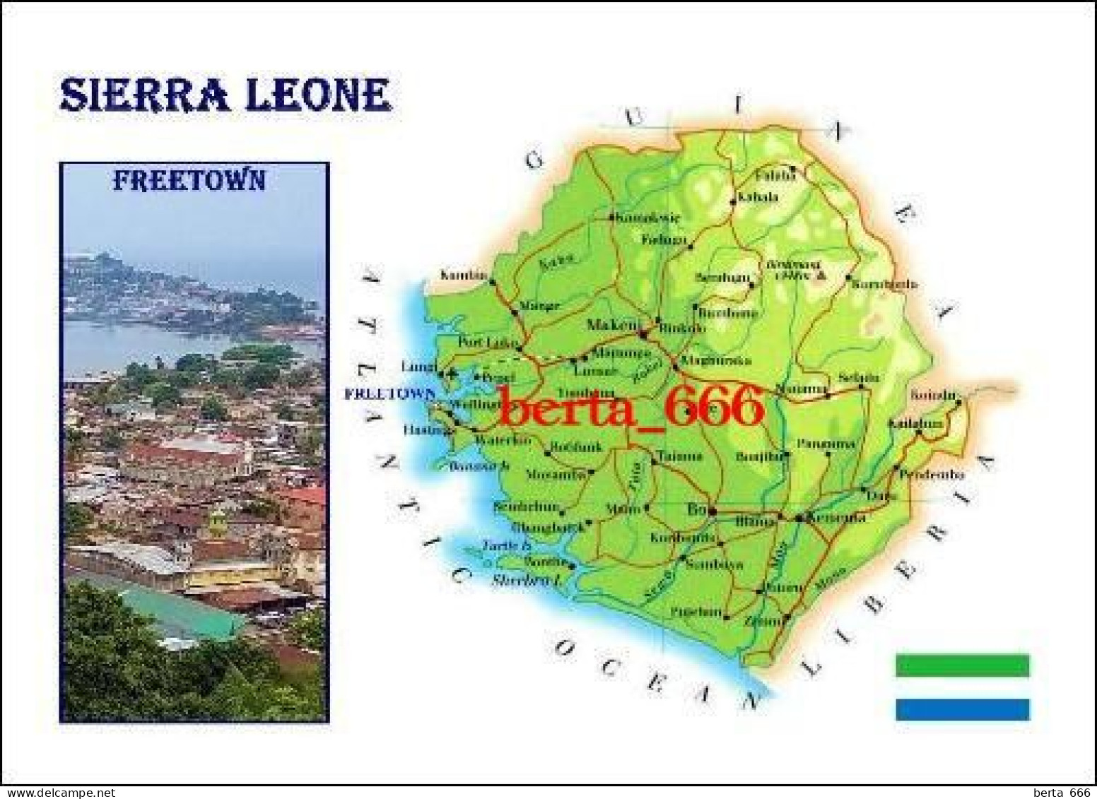 Sierra Leone Country Map New Postcard * Carte Geographique * Landkarte - Sierra Leona