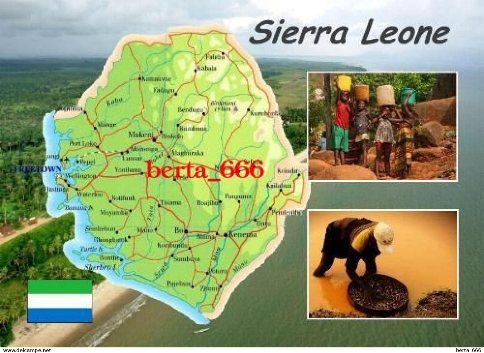 Sierra Leone Country Map New Postcard * Carte Geographique * Landkarte - Sierra Leone