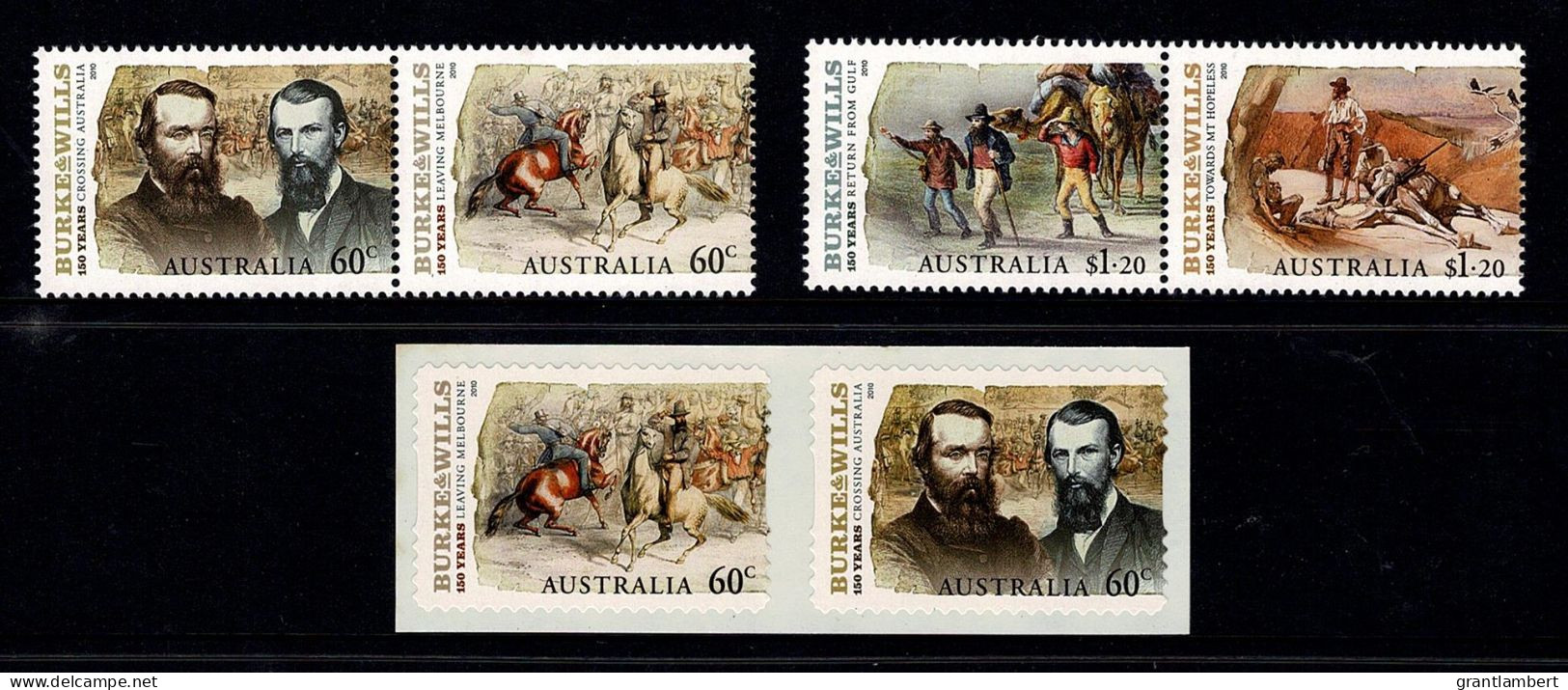 Australia 2010 Burke & Wills - 150 Years  Set Of 4 + Self-adhesives MNH - Neufs