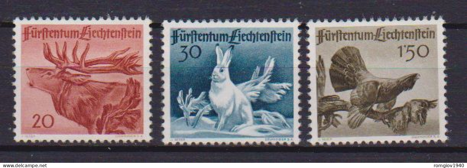 LIECHTENSTEIN  1946  FAUNA  UNIF. 224-226 MLH VF - Nuovi