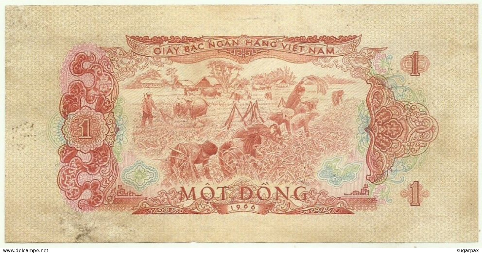 SOUTH VIET NAM - 1 Dông - 1966 ( 1975 ) - P 40 - Serie RH - Boats On Canal / Workers In Field - VIETNAM - Vietnam