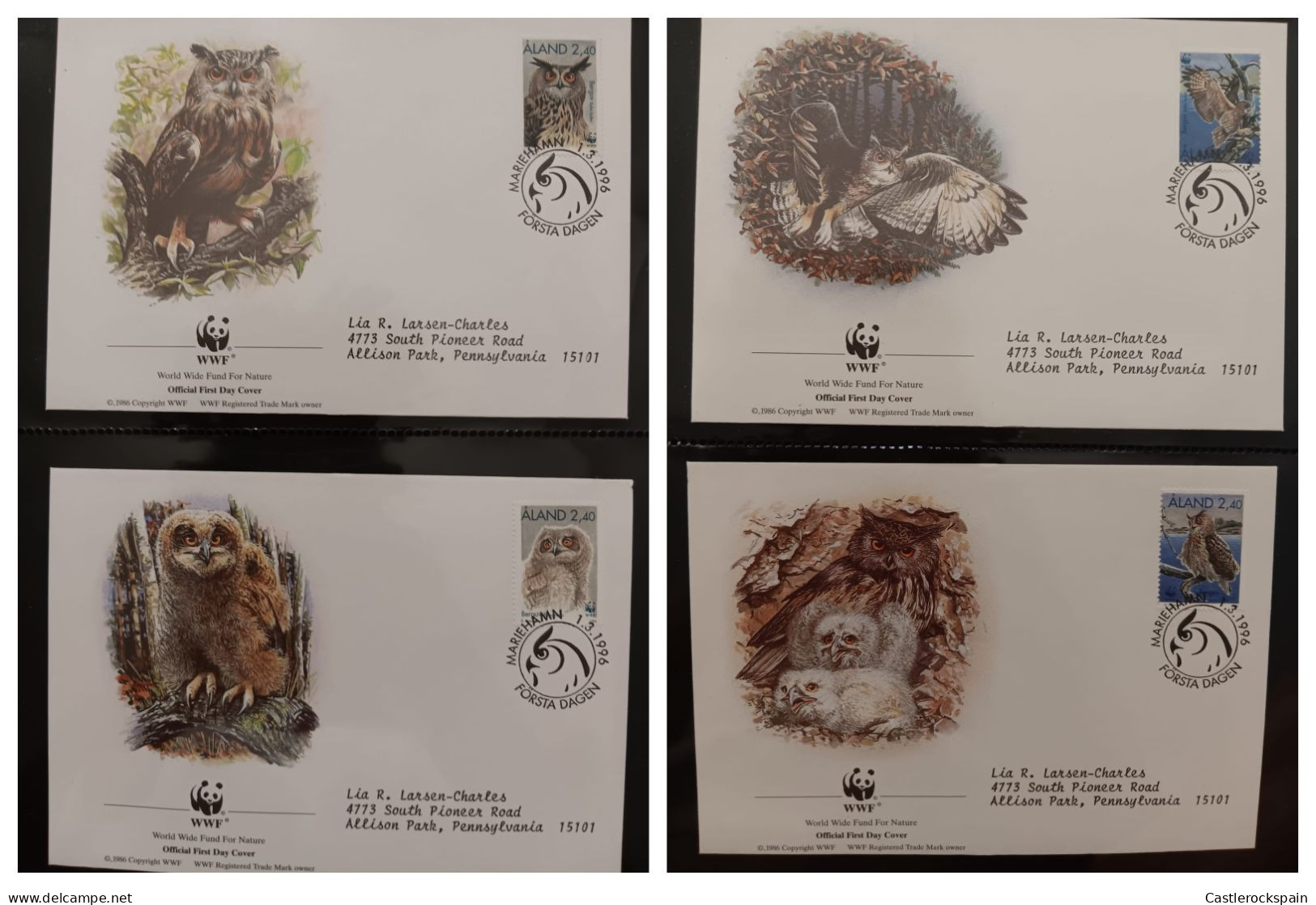 O) 1996 ALAND,  WWF - WORD WILDLIFE FUND,  OWLS, BUBO BUBO, FDC XF - Aland