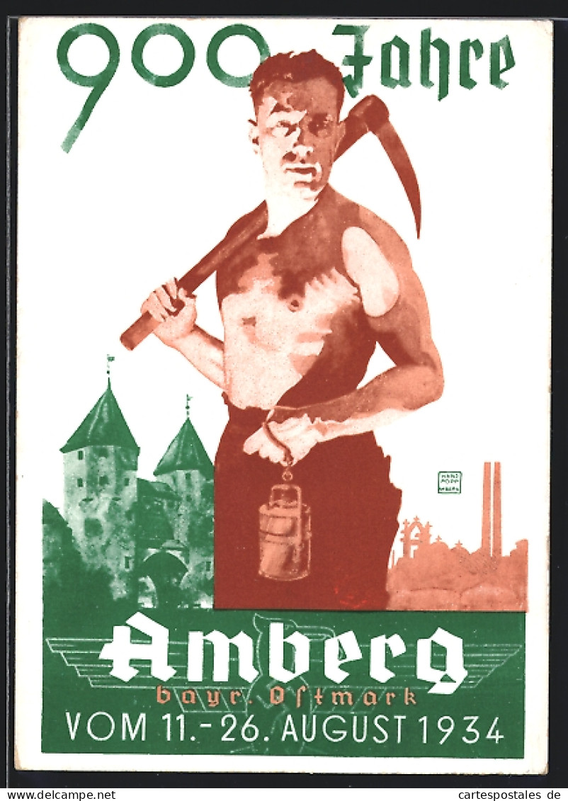 AK Amberg, 900 Jahrfeier 1934, Schloss Und Arbeiter  - Amberg