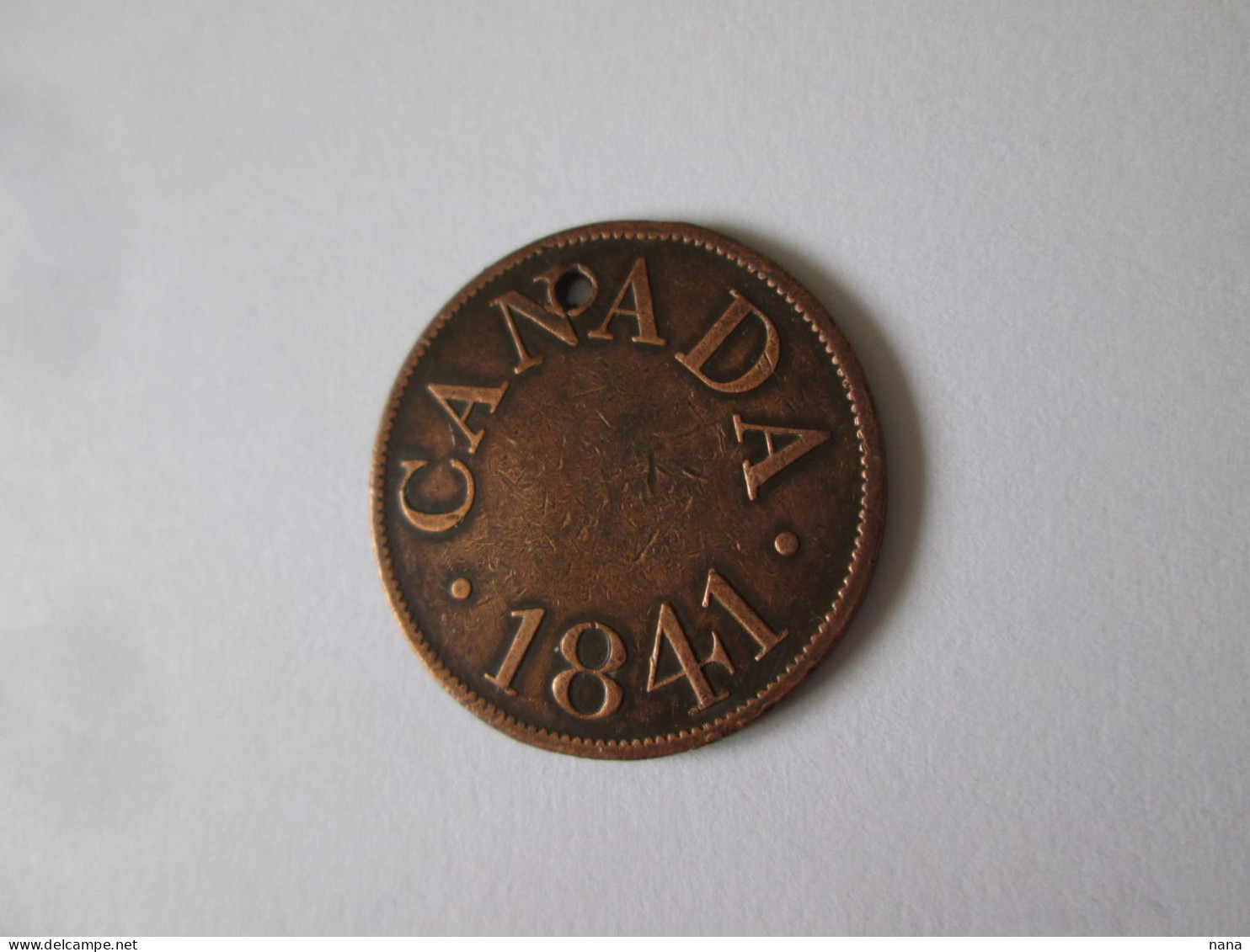 Canada Half Penny 1841 James Duncan Holed Cooper Token/jeton See Pictures - Monetari / Di Necessità