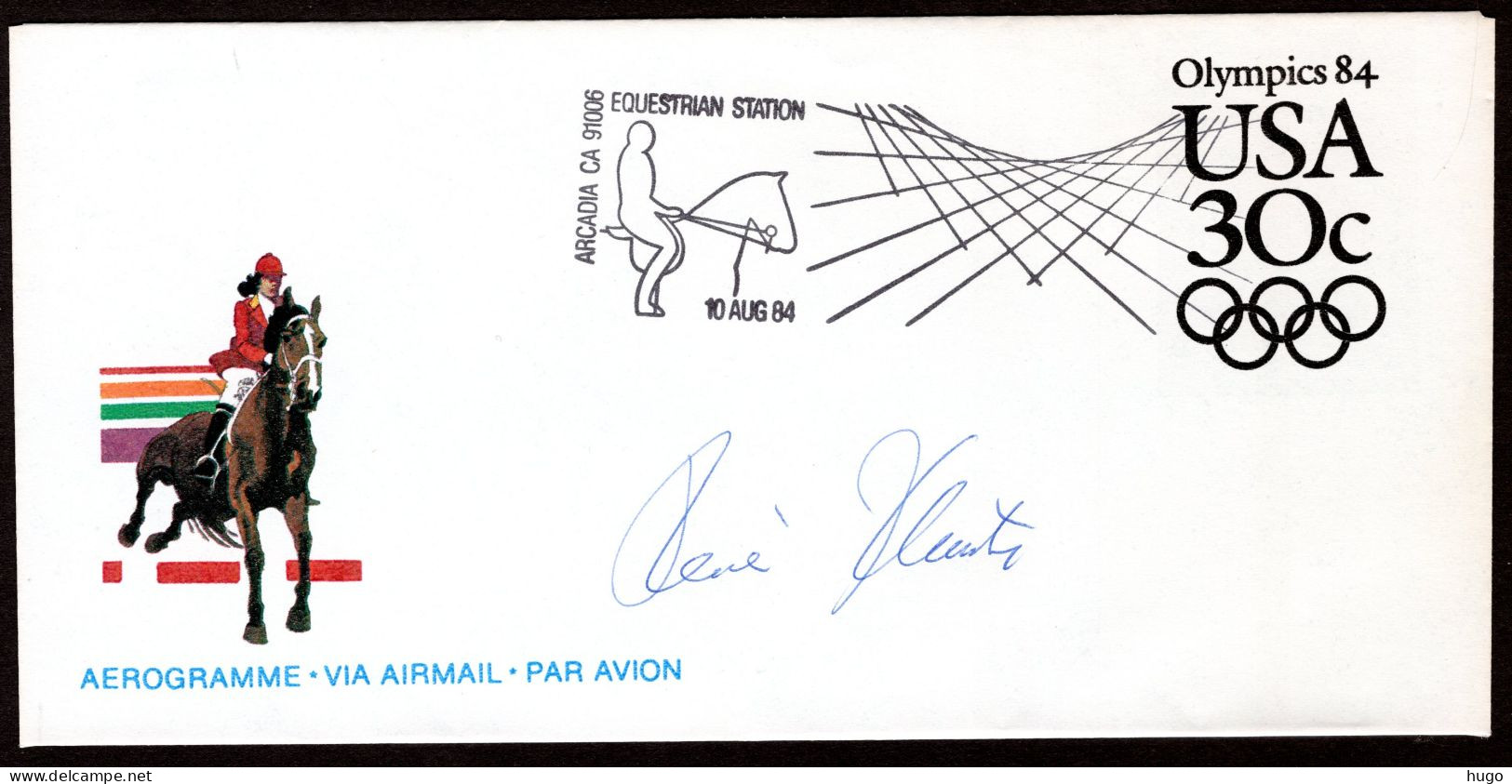 UNITED STATES Aerogramme - Via Airmail Olympics 10-08-1984 - Reiner Klimke - Storia Postale