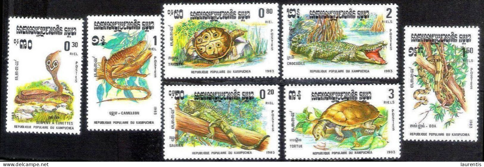 16151  Snakes - Turtles - Tortues - Crocodiles - Kampuchea 1983 - MNH - 1,50 - Serpenti