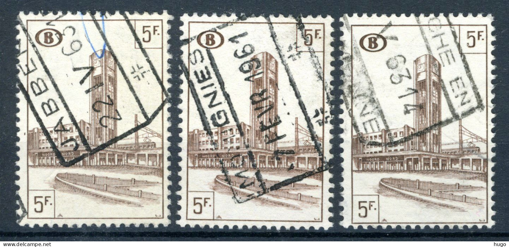 (B) TR340 Gestempeld 1953 - Noord Zuid Verbinding Brussel (3 Stuks) - 1 - Oblitérés