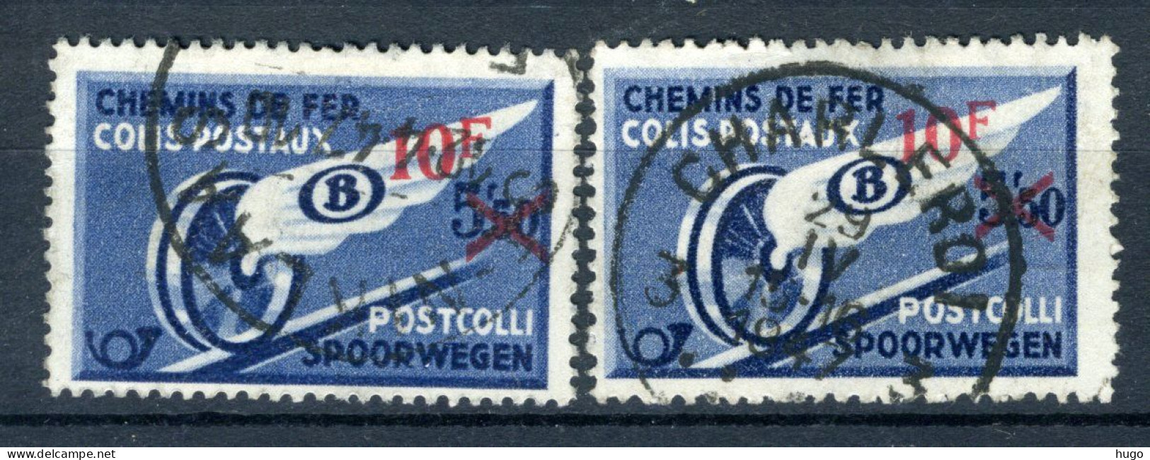 (B) TR292 Gestempeld 1946 - Gevleugeld Wiel Met Rode Opdruk (2 Stuks) - Oblitérés