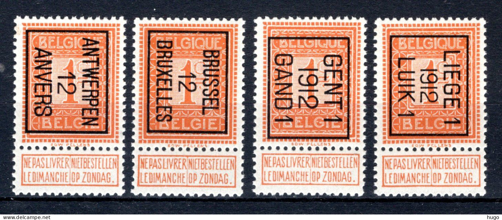 PRE028B/031B MNH** 1912 - Typografisch 1912-14 (Cijfer-leeuw)